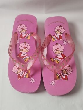 Y2K Pink Strawberry Shortcake  Flip Flops Size L
